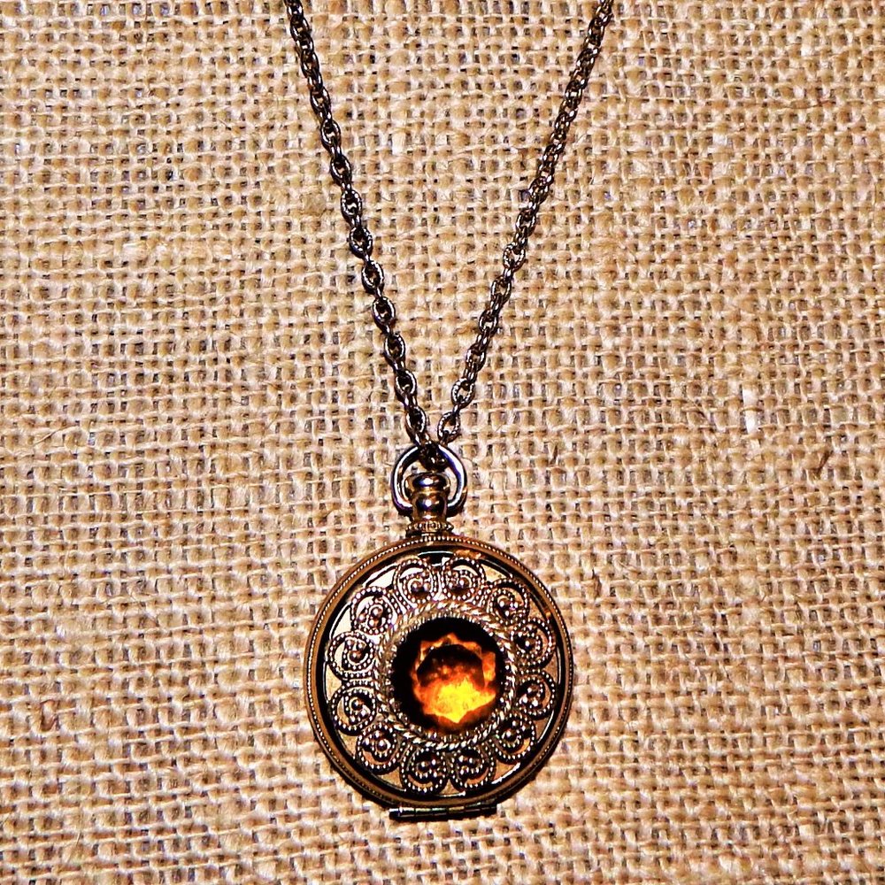 Vintage Bejeweled Perfume Locket Necklace